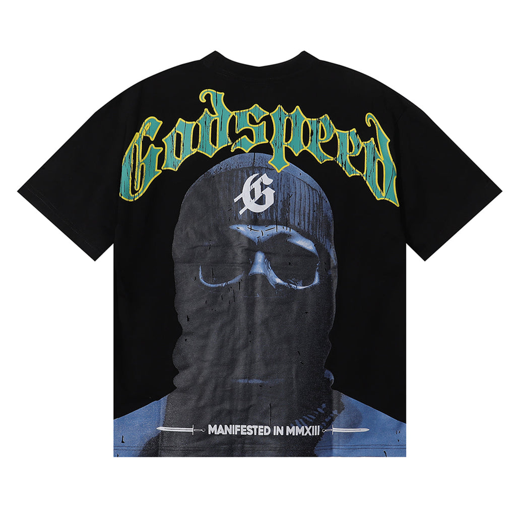 Godspeed T-shirts Masked Man Printed Cotton Crew Neck Short Sleeve Men and Women