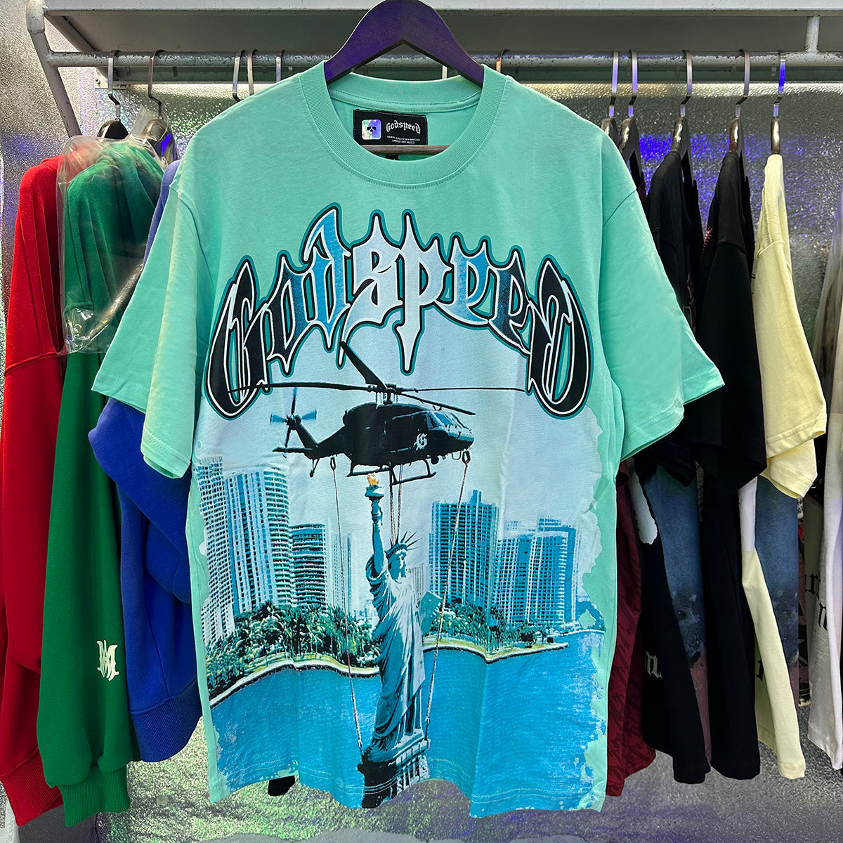 Godspeed T-shirts Helicopter Free Muse Printed Cotton Casual Short Sleeves Men and Women