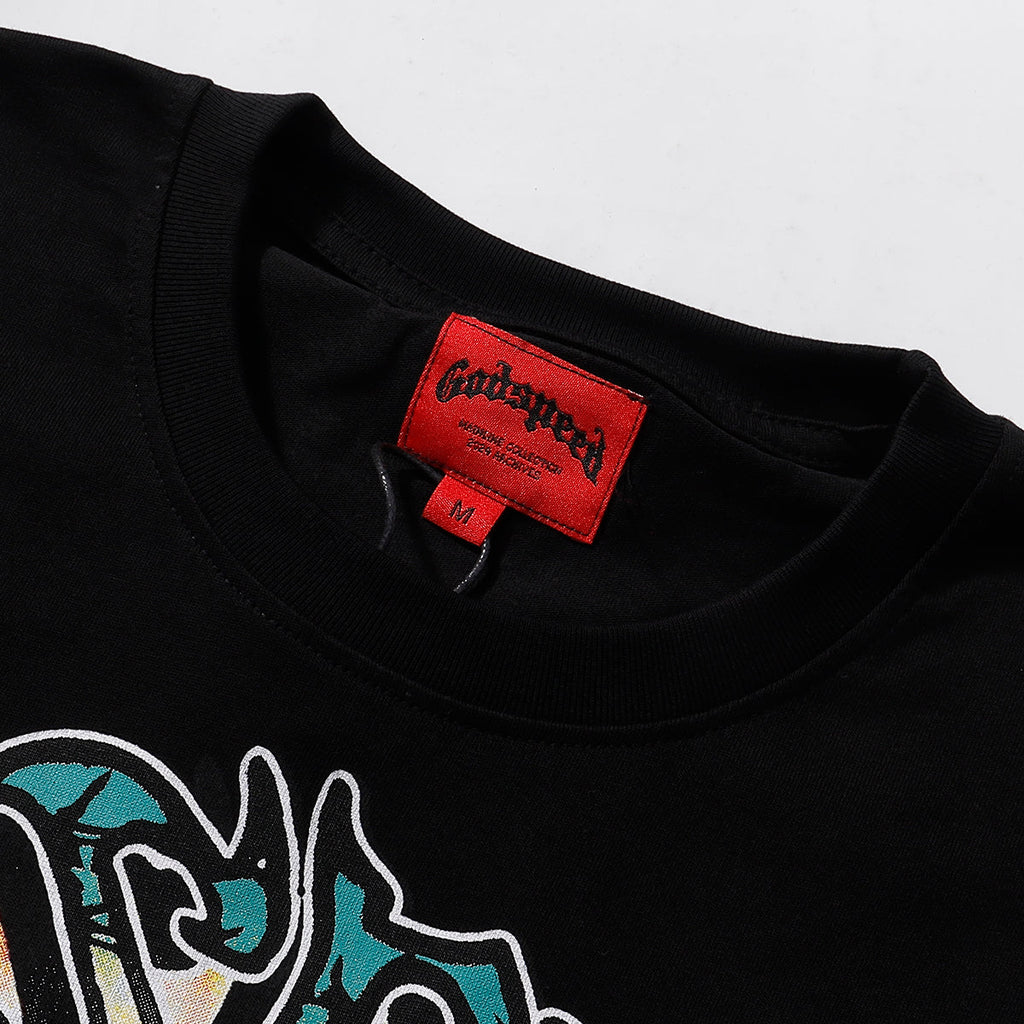 Godspeed T-shirts Helicopter Printing Cotton Casual Short Sleeves Men and Women