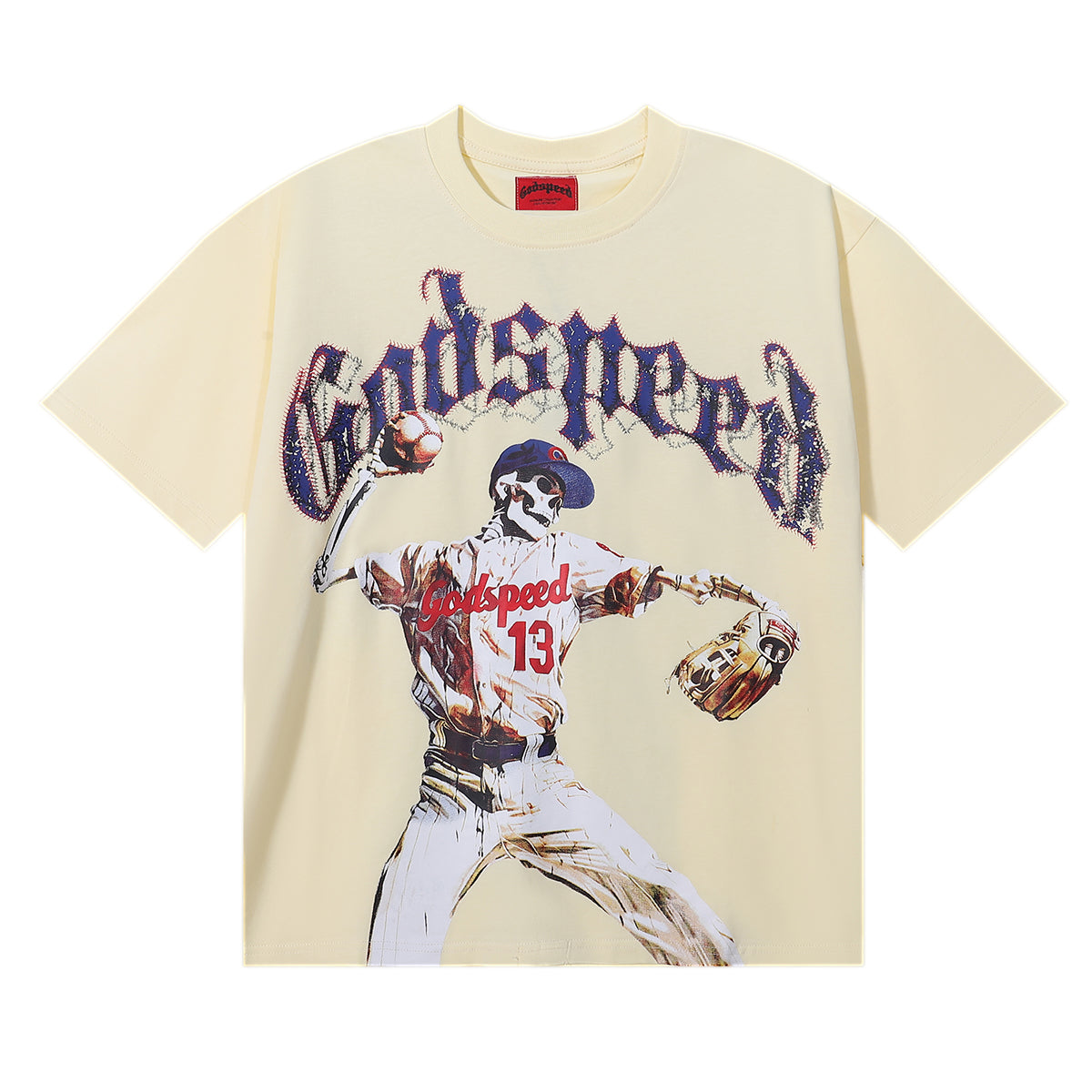 Godspeed T-shirts Skull Baseball Player No. 13 Cotton Crew Neck Short Sleeve Men and Women