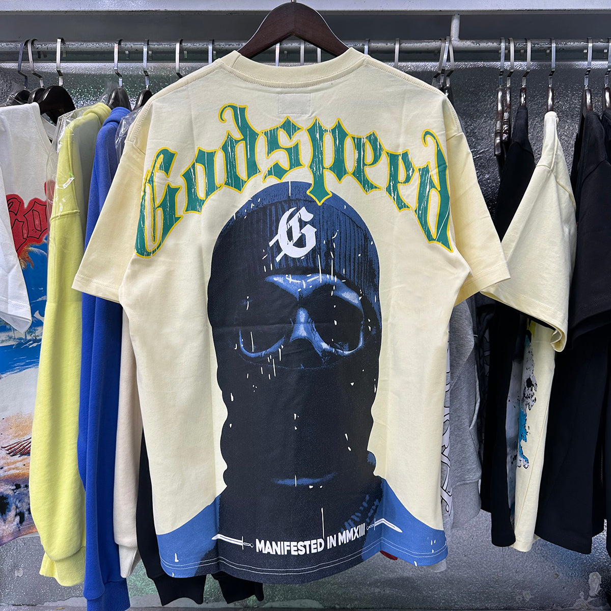 Godspeed T-shirts Masked Man Printed Cotton Crew Neck Short Sleeve Men and Women