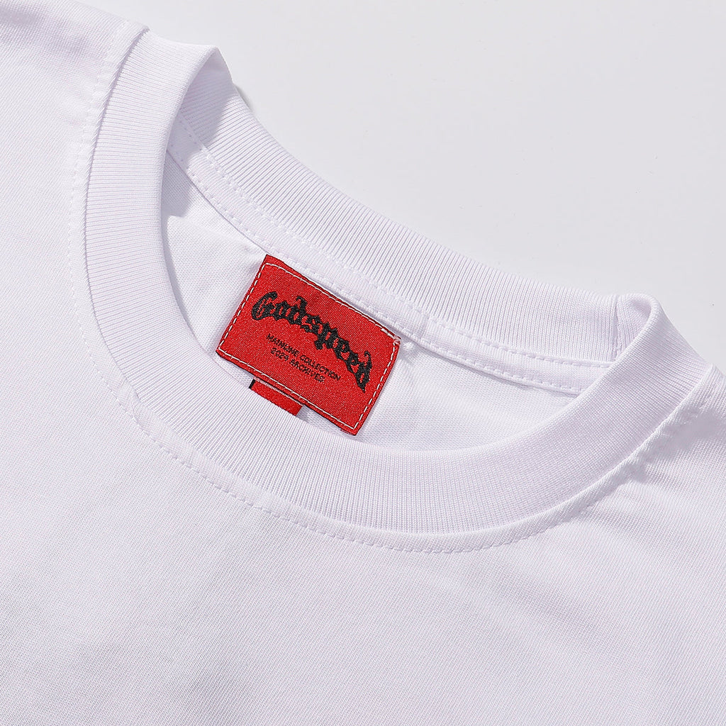 Godspeed T-shirts Double Sided Skull Face Printed Cotton Casual Short Sleeve Men and Women