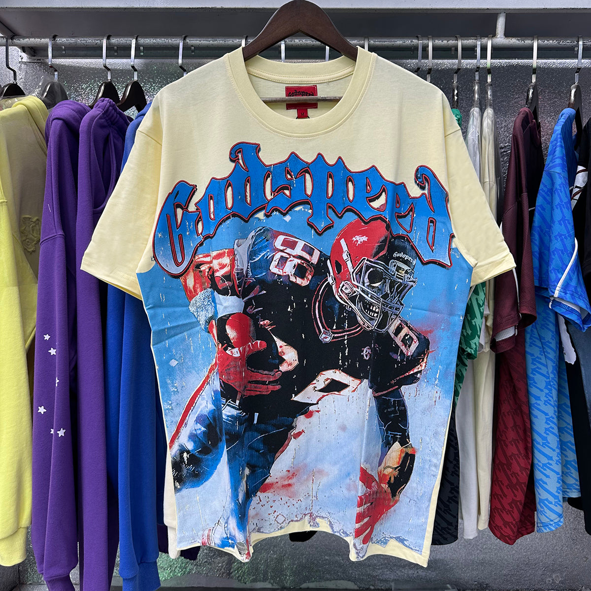 Godspeed T-shirts Rugby Players Printed Cotton Casual Short Sleeves Men and Women