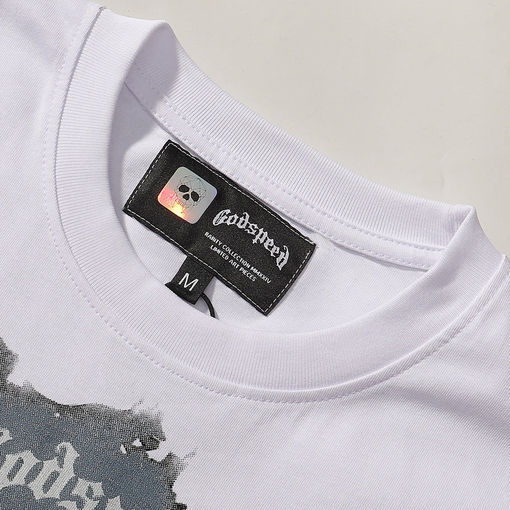 Godspeed T-shirts Los Angeles Hollywood Hills Fire Print Cotton Casual Short Sleeve Men and Women