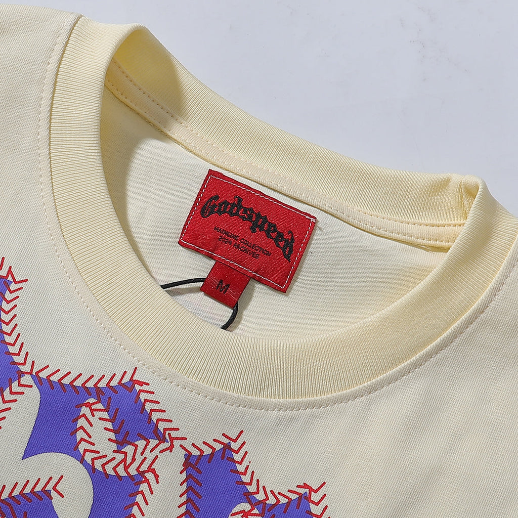 Godspeed T-shirts Skull Baseball Players Printed Cotton Casual Short Sleeves Men and Women