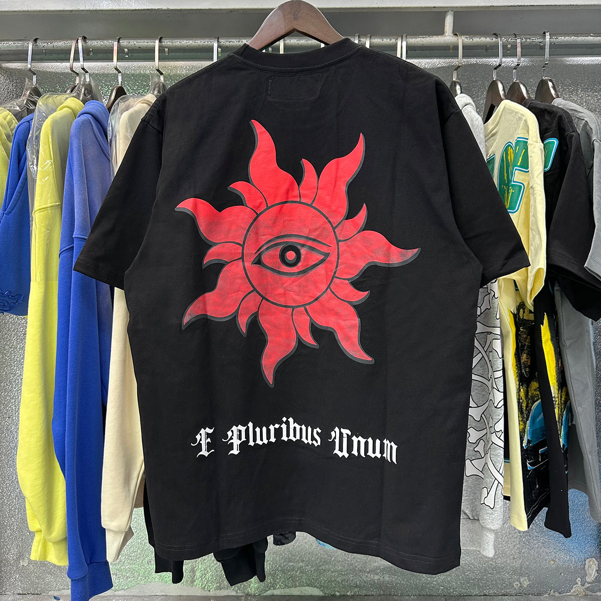 Godspeed T-shirts Street View Rose Print Cotton Casual Short Sleeve Men and Women