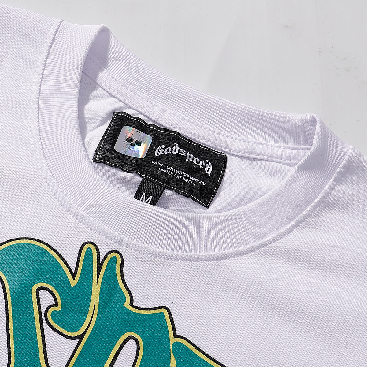 Godspeed T-shirts Speedboat Shark Print Cotton Crew Neck Short Sleeve Men and Women