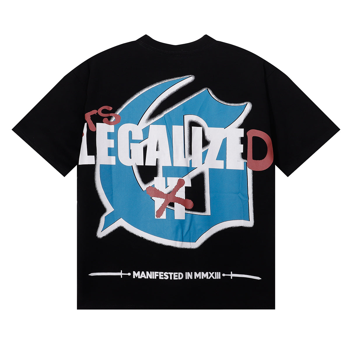 Godspeed T-shirts Blue Sky White Clouds Poppy Skull Planting Printing Cotton Casual Short Sleeves Men and Women