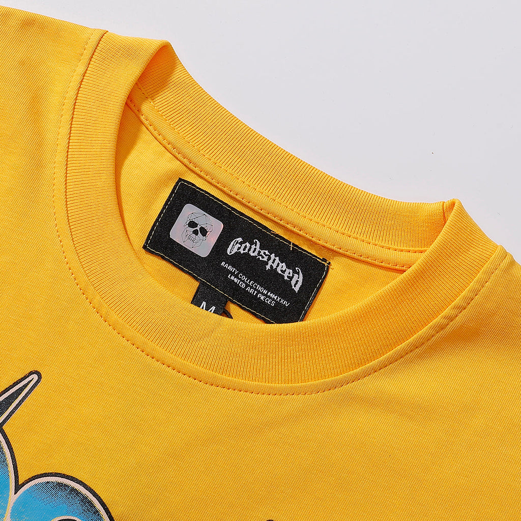 Godspeed T-shirts Beach Skull Surfboard Print Cotton Casual Short Sleeve Men and Women