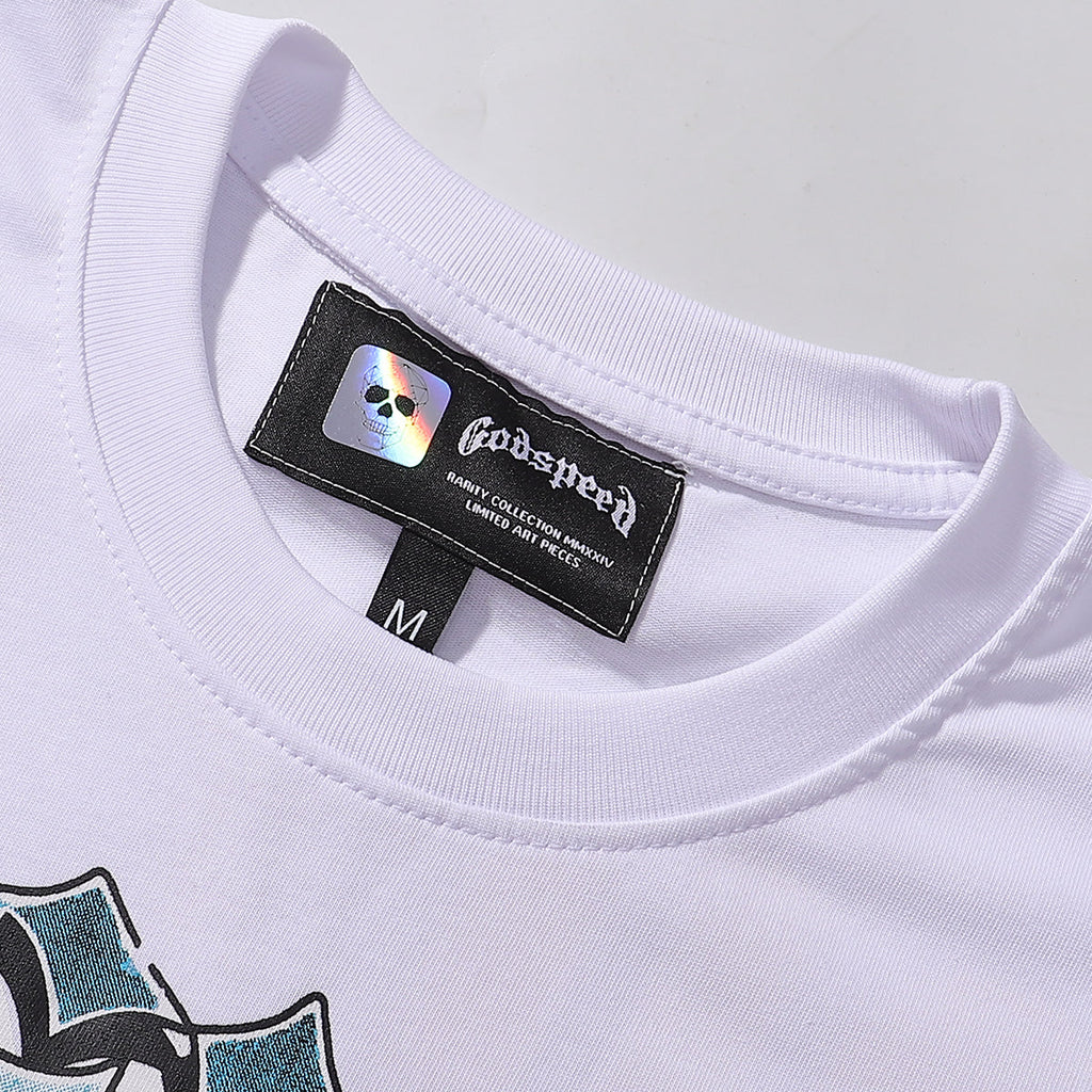 Godspeed T-shirts Astronaut Robot Printed Cotton Casual Short Sleeve Men and Women