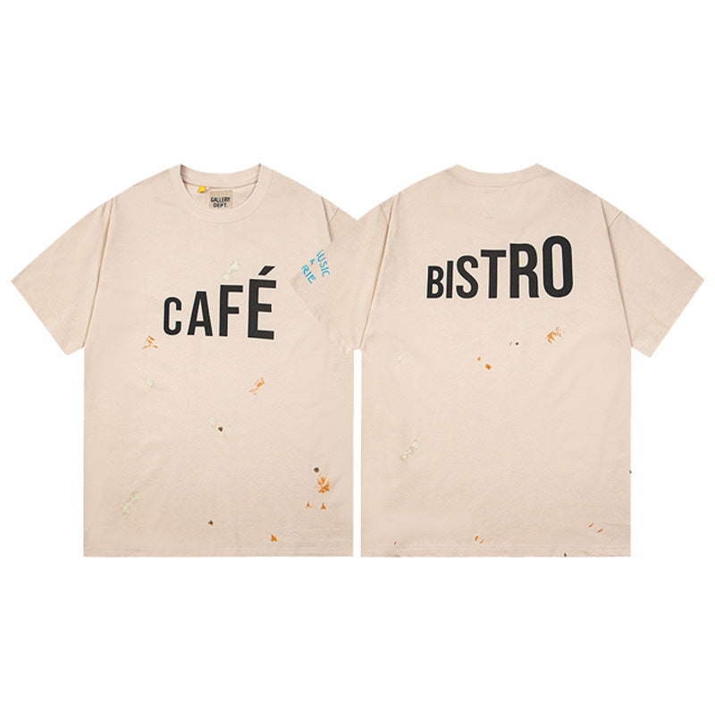 Gallery Dept T-Shirt Letter Pattern Washed Old Short Sleeve T-Shirt
