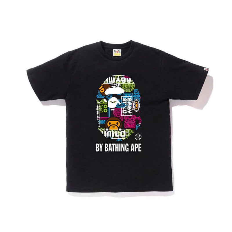 Bathing Ape T-Shirt Summer Printed Short-Sleeved T-shirt for Men and Women