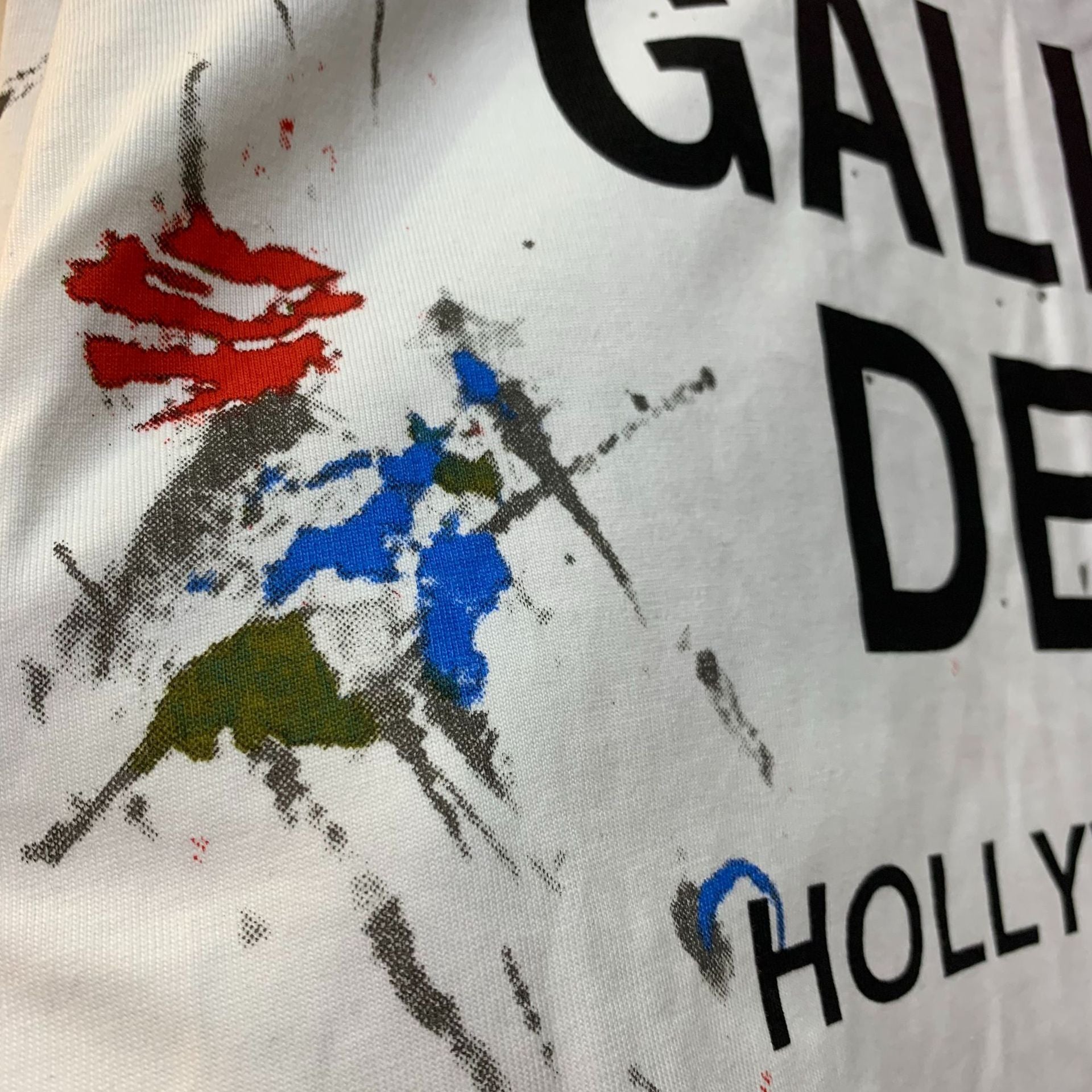 Gallery Dept T-Shirt Color Hand Painted Splash Ink Letter Print Short Sleeve T-Shirt