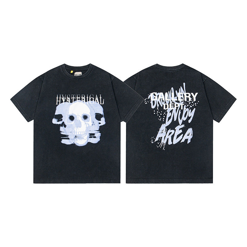 Gallery Dept T-Shirt Letter Pattern Washed Old Short Sleeve T-Shirt