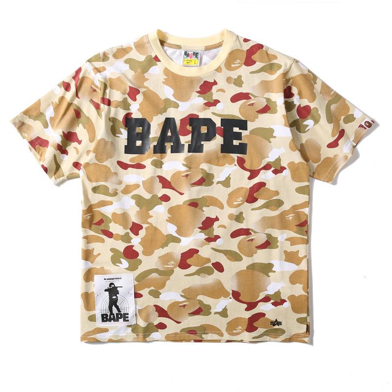 Bathing Ape T-Shirt Summer Letter Print Camouflage Short Sleeve T-shirt