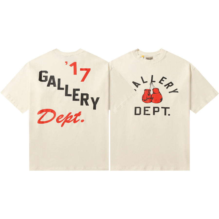 Gallery Dept T-Shirt Hand Painted Ink Splashing Alphabet Washed Retro Short Sleeve T-Shirt