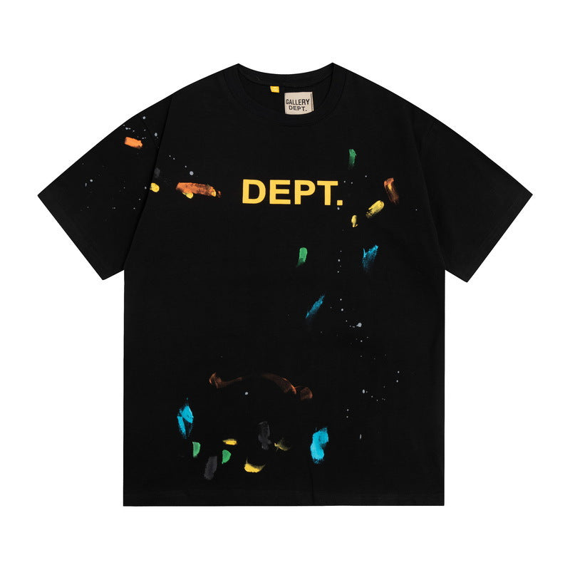 Gallery Dept T-Shirt Hand Painted Splash Ink Letter Print Short Sleeve T-Shirt