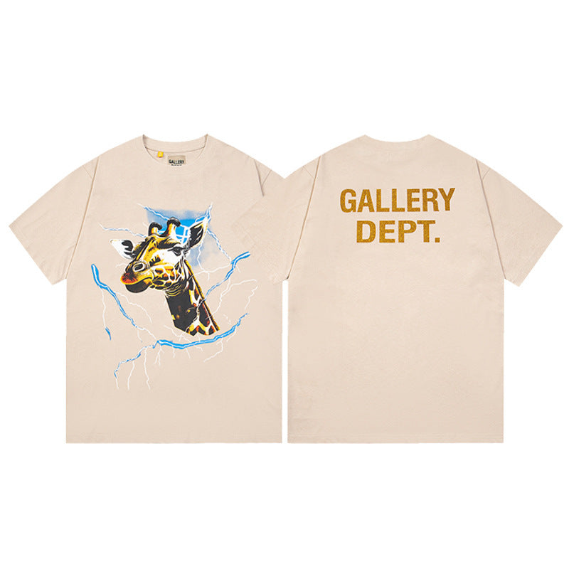 Gallery Dept T-Shirt Letter Pattern Washed Old Short Sleeve T-Shirt