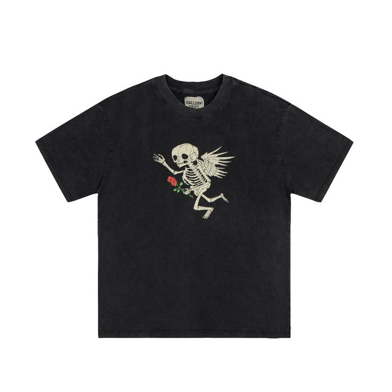 Gallery Dept T-shitrs Vintage Distressed Skull Print Short Sleeve