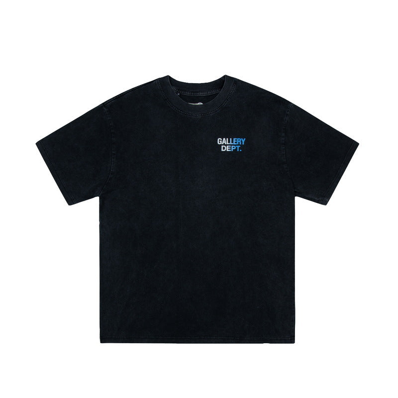 Gallery Dept T-shitrs Retro Washed Distressed Gradient Printing Short Sleeve