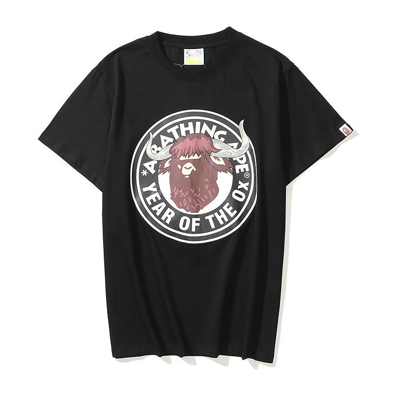 Bathing Ape T-Shirt T-shirt Short Sleeve Black Fashion Loose
