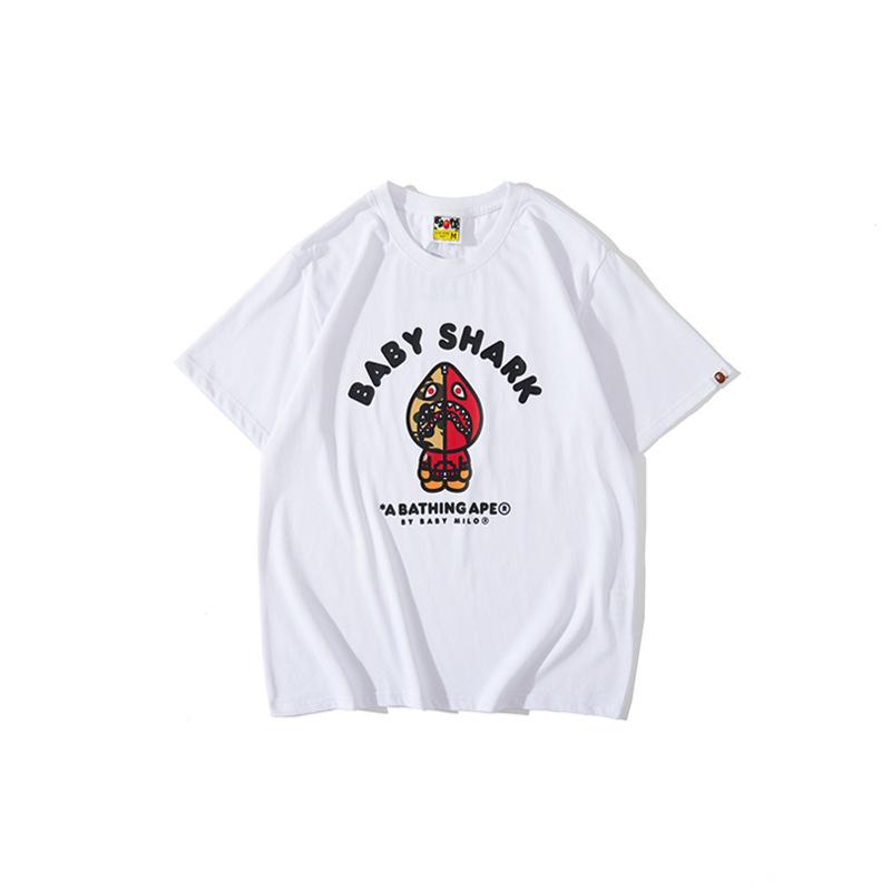 Bathing Ape T-Shirt Spring/Summer Red Shark Pattern T-shirt Short Sleeve