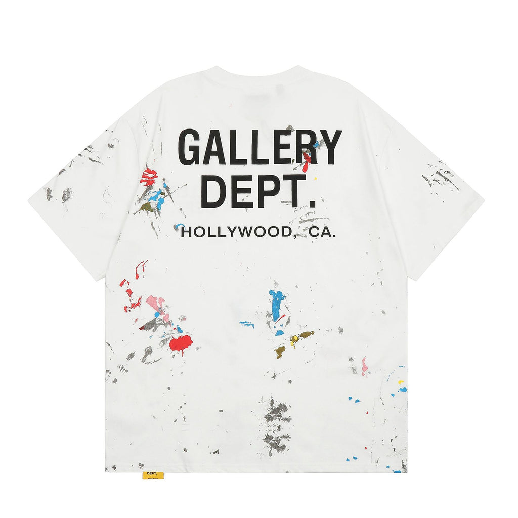 Gallery Dept T-Shirt Color Hand Painted Splash Ink Letter Print Short Sleeve T-Shirt