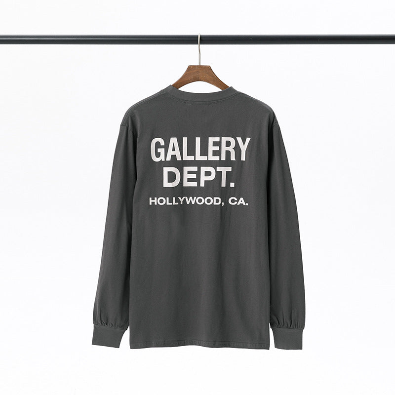 Gallery Dept T-shitrs Vintage Letter Print round Neck Long Sleeve T-shirt