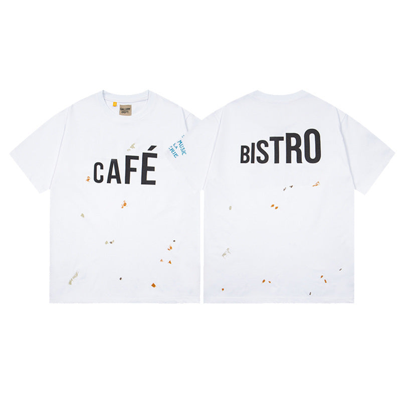 Gallery Dept T-Shirt Letter Pattern Washed Old Short Sleeve T-Shirt