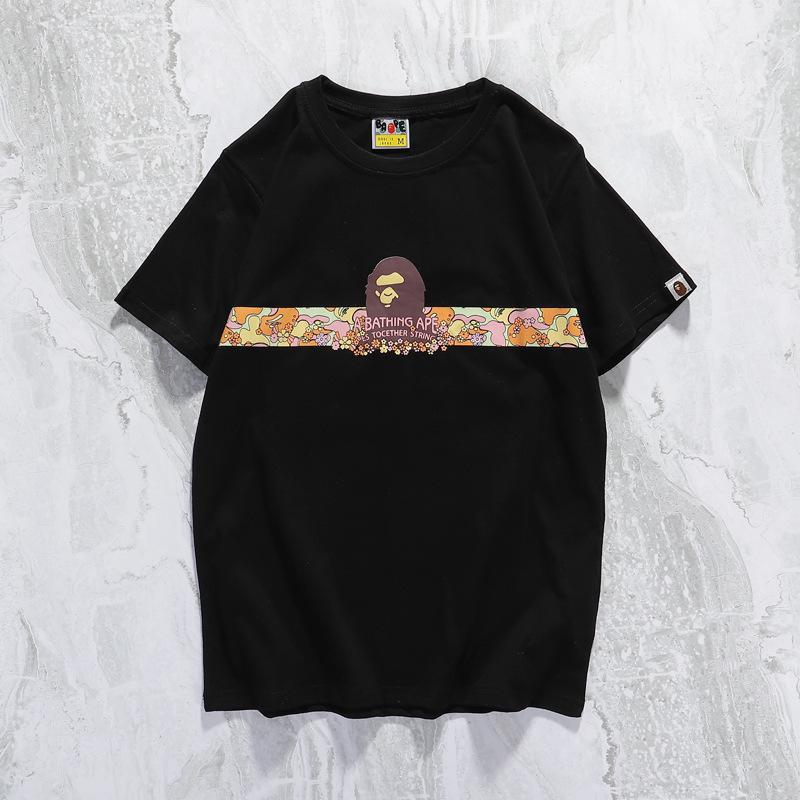 Bathing Ape T-Shirt Summer Casual Straight White Short Sleeve Cotton Round Neck T-shirt