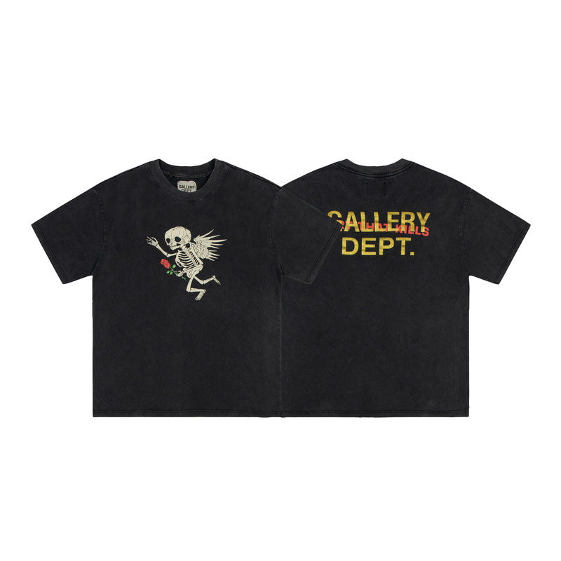 Gallery Dept T-shitrs Vintage Distressed Skull Print Short Sleeve