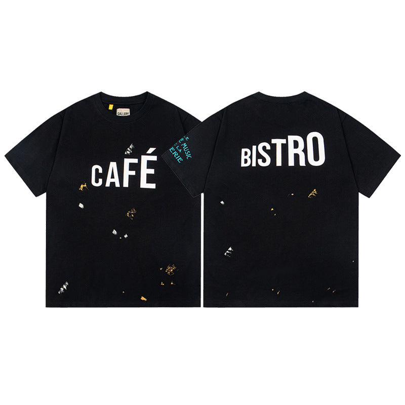 Gallery Dept T-Shirt Letter Pattern Washed Old Short Sleeve T-Shirt