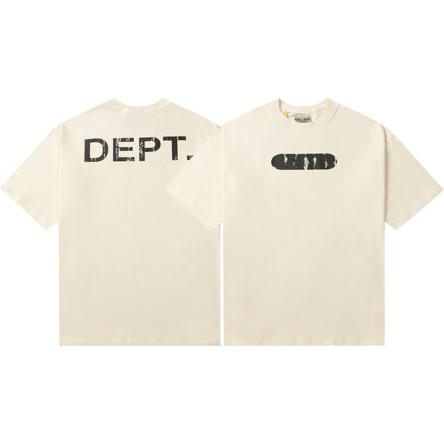 Gallery Dept T-Shirt Hand Painted Ink Splashing Alphabet Washed Retro Short Sleeve T-Shirt