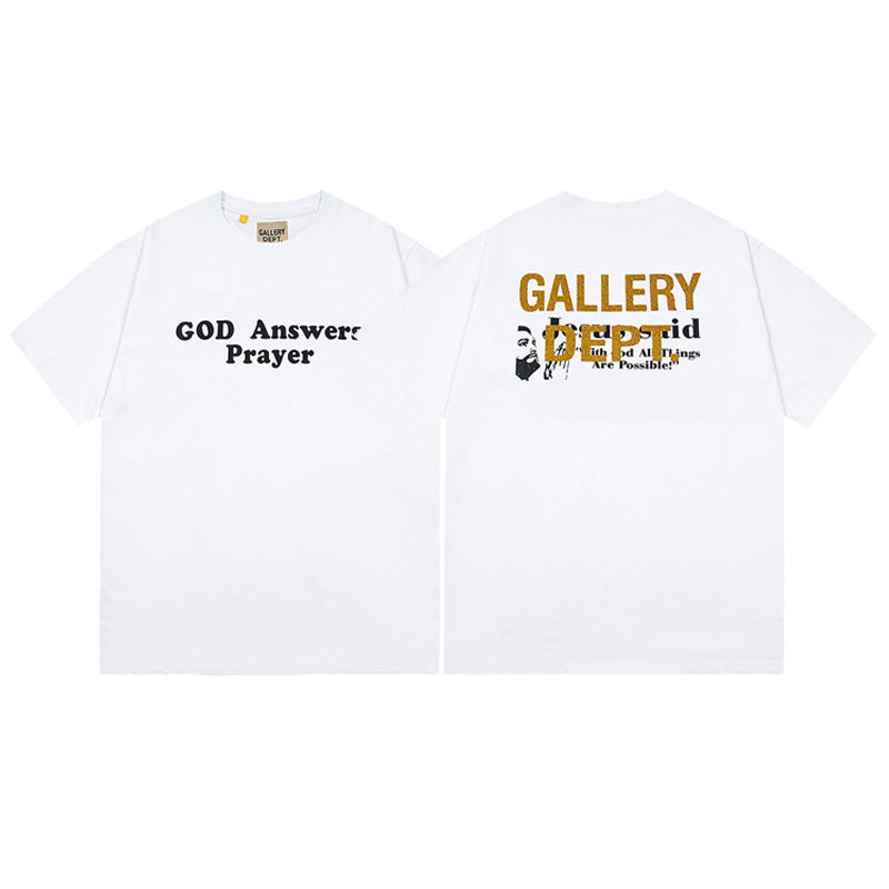 Gallery Dept T-Shirt Letter Pattern Washed Old Short Sleeve T-Shirt