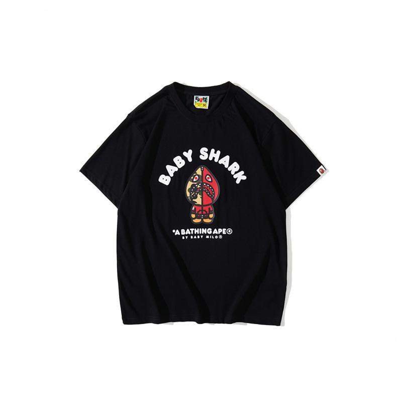 Bathing Ape T-Shirt Spring/Summer Red Shark Pattern T-shirt Short Sleeve