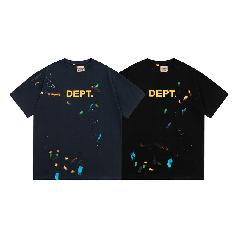 Gallery Dept T-Shirt Hand Painted Splash Ink Letter Print Short Sleeve T-Shirt