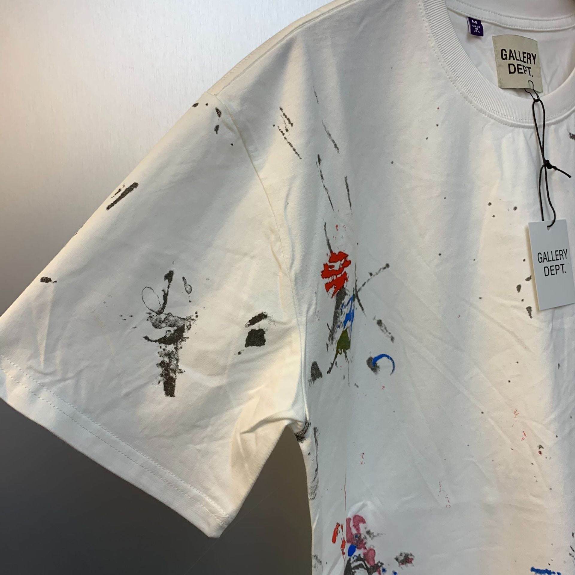 Gallery Dept T-Shirt Color Hand Painted Splash Ink Letter Print Short Sleeve T-Shirt
