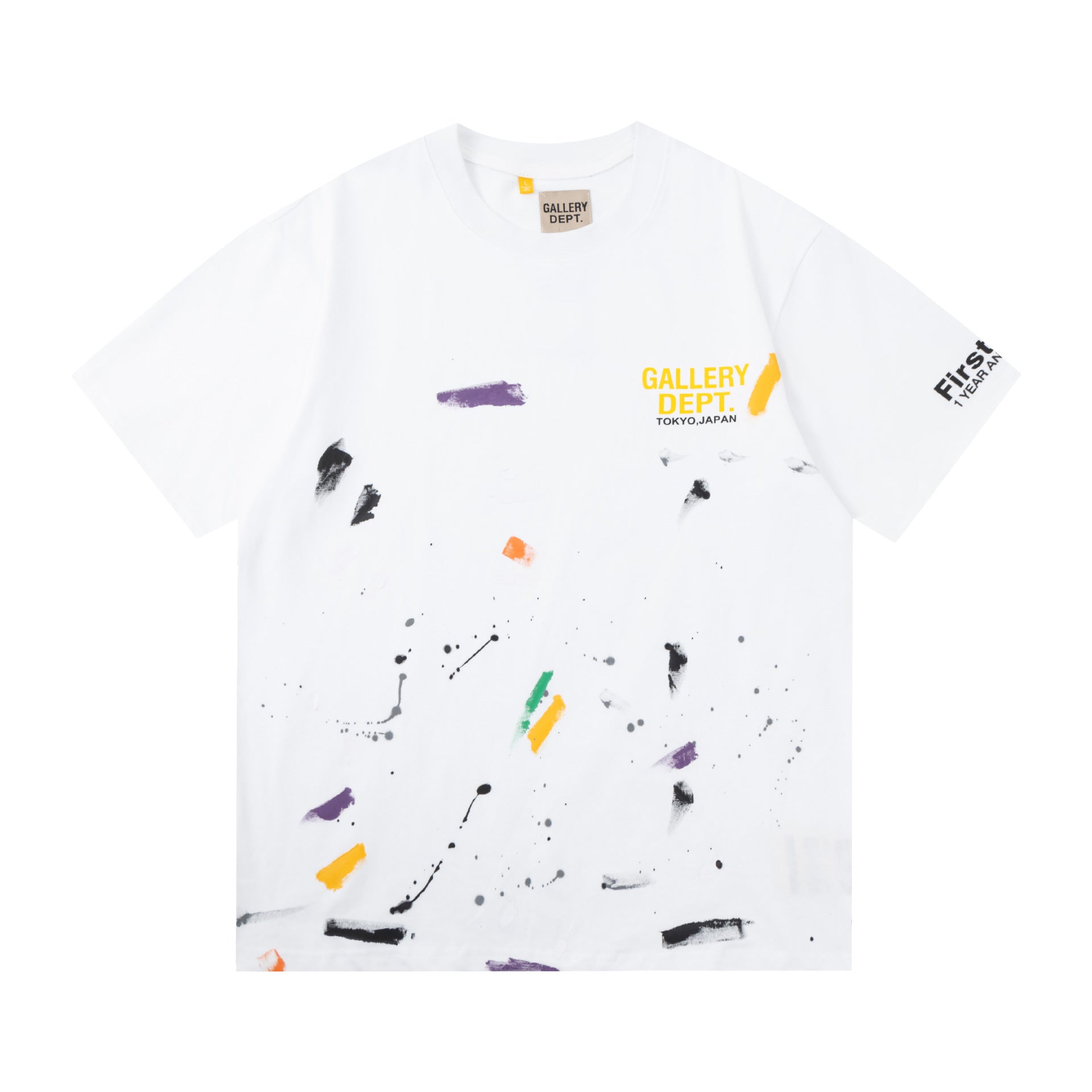 Gallery Dept T-Shirt Hand Painted Color Graffiti Print Short Sleeve T-Shirt