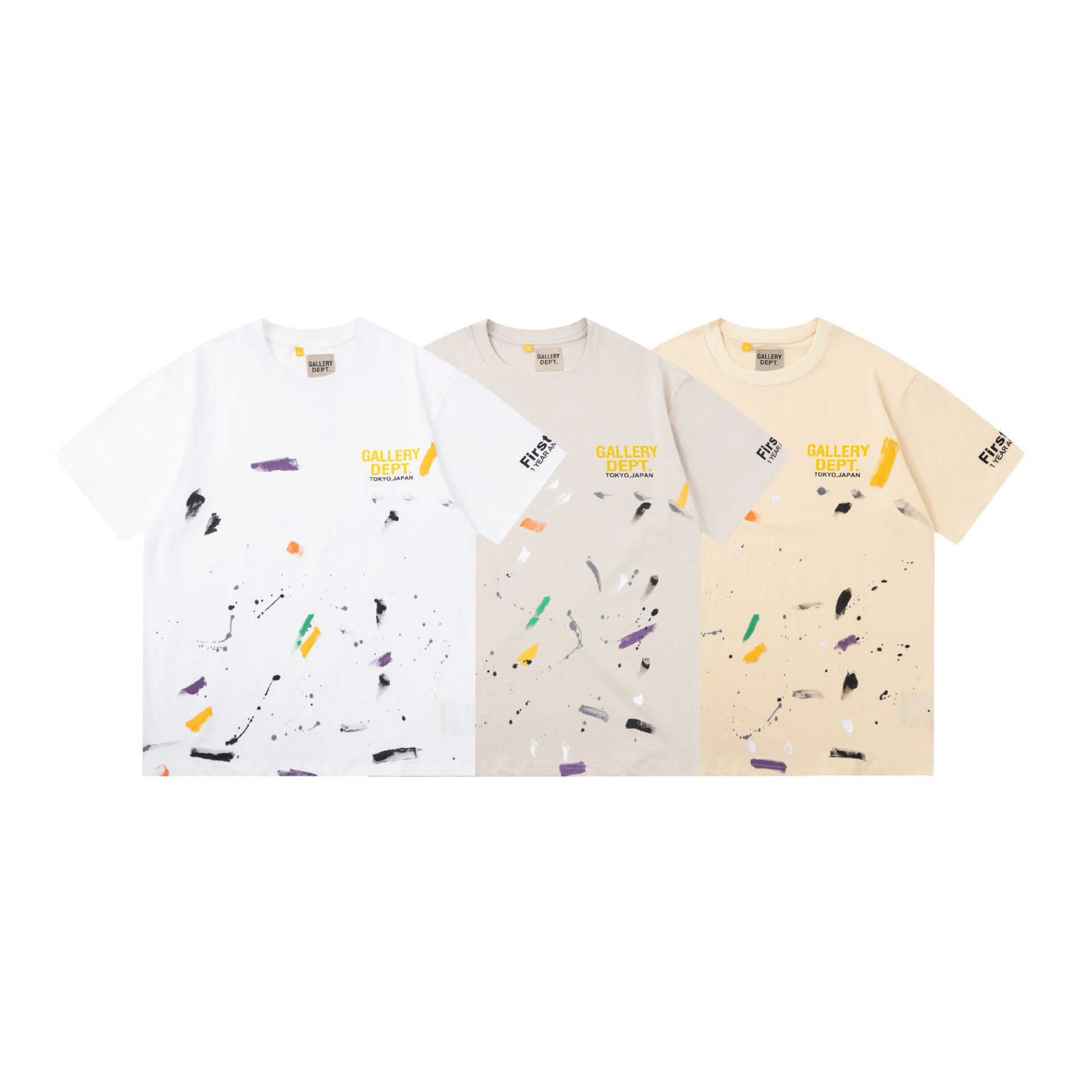 Gallery Dept T-Shirt Hand Painted Color Graffiti Print Short Sleeve T-Shirt