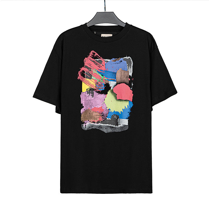 Gallery Dept T-shitrs round Neck Short Sleeve Color Graffiti Loose