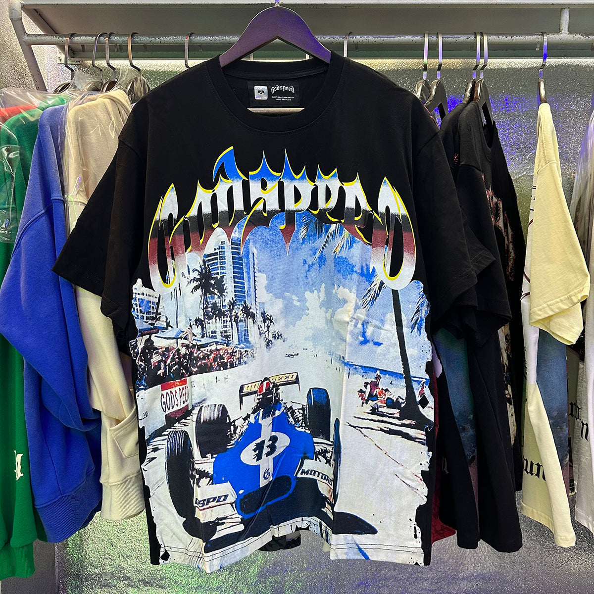 Godspeed T-shirts Beach Road Racing Printed Cotton Casual Short Sleeves Men and Women