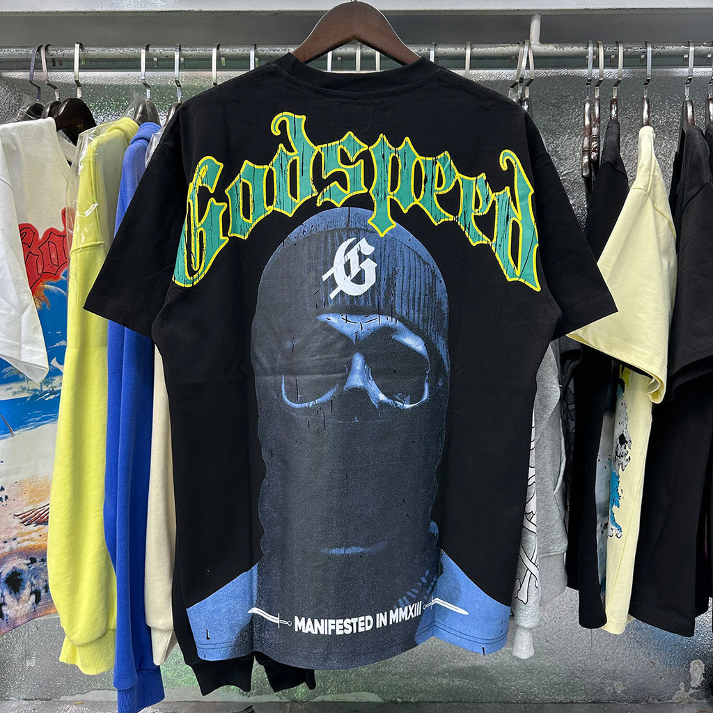 Godspeed T-shirts Masked Man Printed Cotton Crew Neck Short Sleeve Men and Women