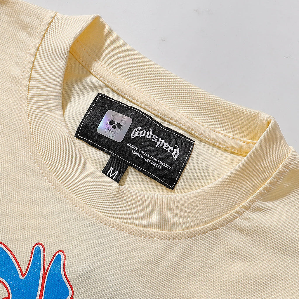 Godspeed T-shirts Convenience Store White Car Printing Cotton Casual Short Sleeve Men's and Women's