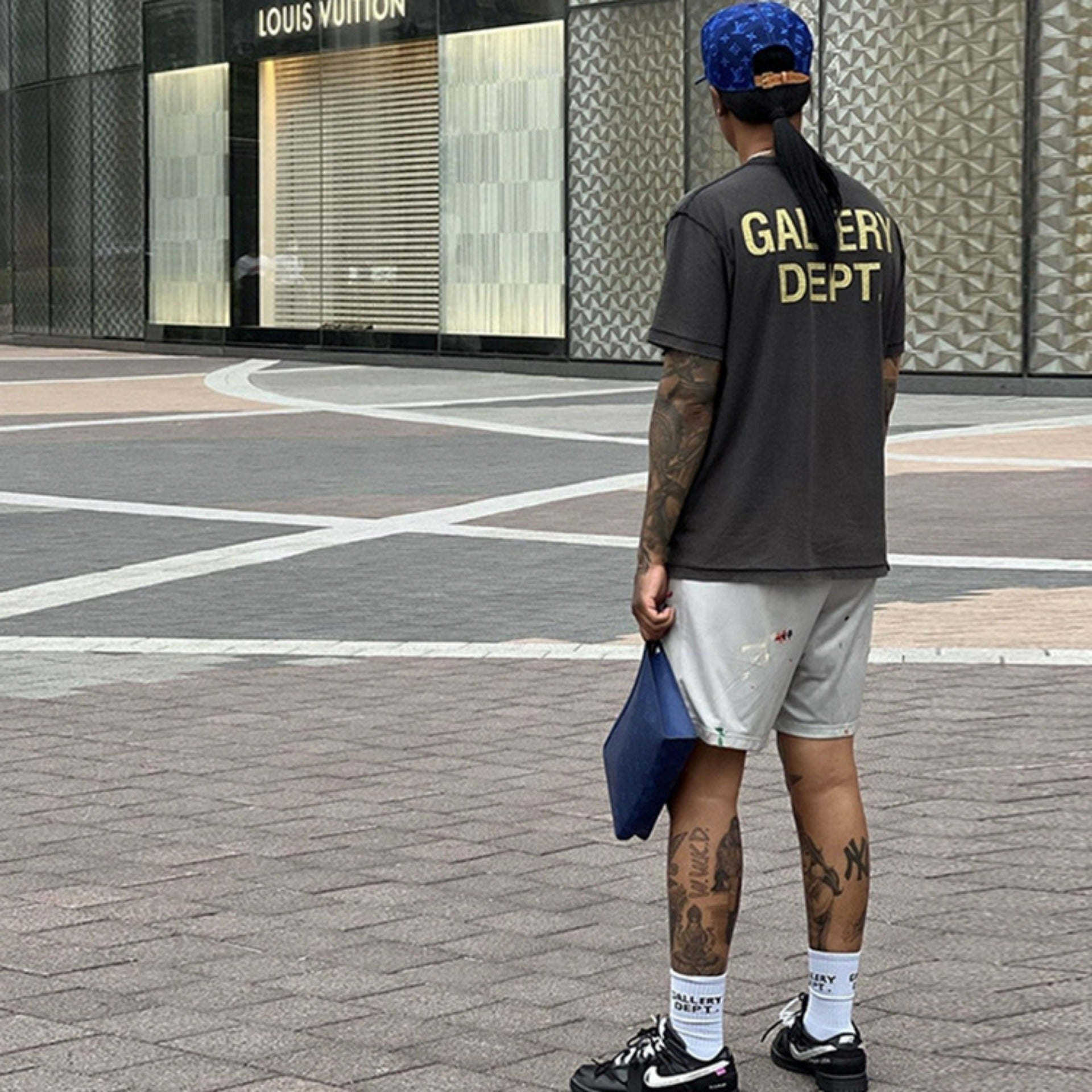 Gallery Dept T-Shirt Washed and old bronzing alphabet print short-sleeved T-shirt