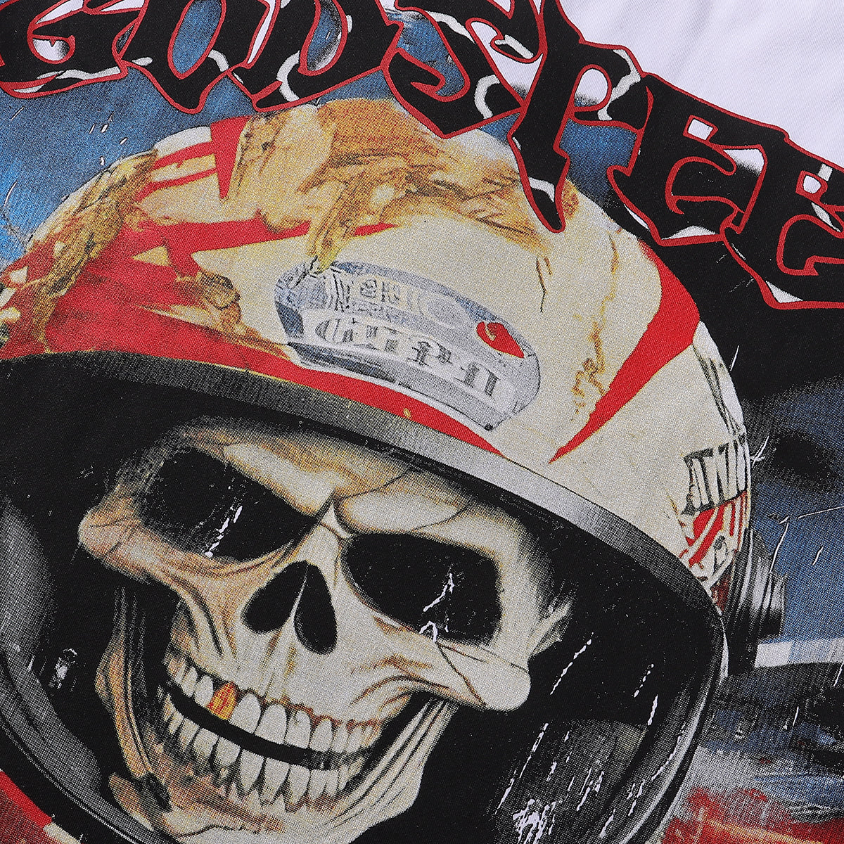 Godspeed T-shirts Skull Astronaut Print Cotton Casual Short Sleeve Men and Women