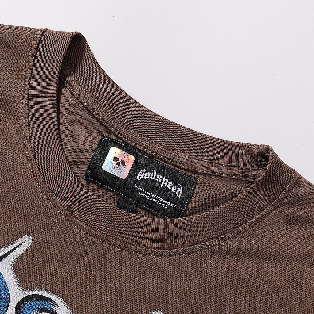 Godspeed T-shirts Blue Sky White Clouds Poppy Skull Planting Printing Cotton Casual Short Sleeves Men and Women