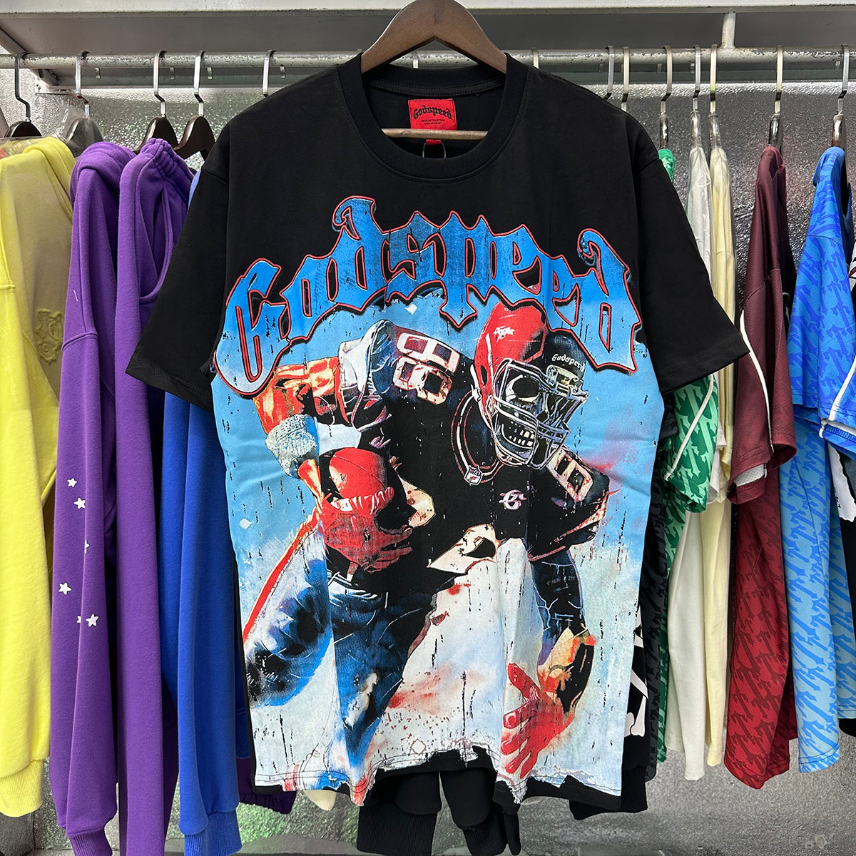 Godspeed T-shirts Rugby Players Printed Cotton Casual Short Sleeves Men and Women