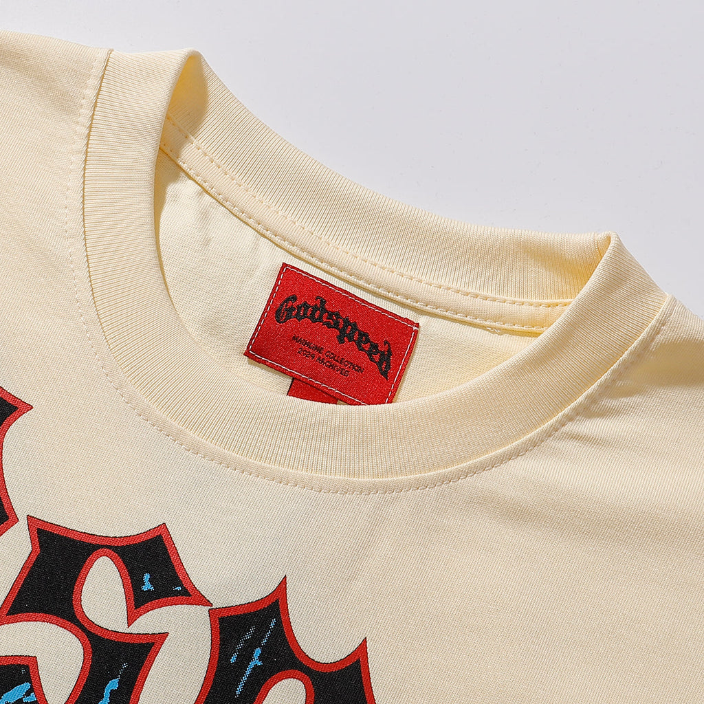 Godspeed T-shirts Skull Gentleman Rose Print Cotton Casual Short Sleeve Men and Women