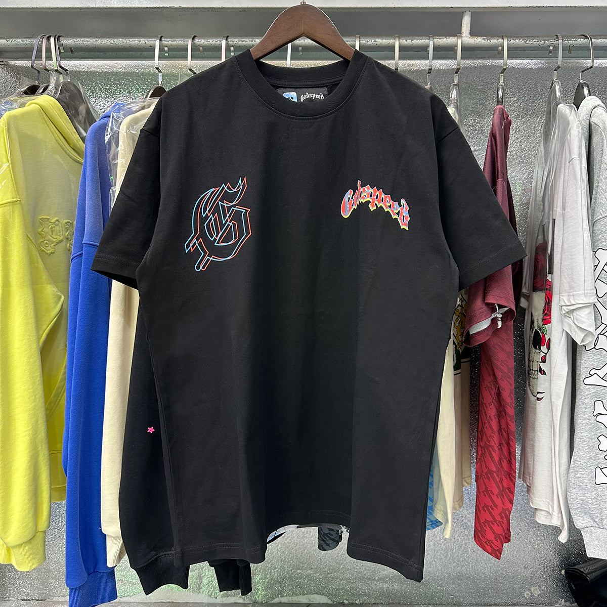 Godspeed T-shirts Great Western Skull Denim Cactus Print Cotton Casual Short Sleeve Men and Women