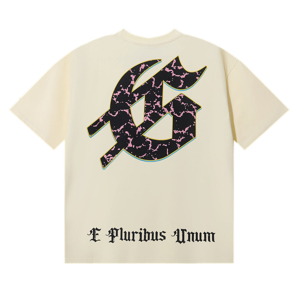 Godspeed T-shirts Guitar Skull Denim Print Casual Crew Neck Short Sleeve Men and Women